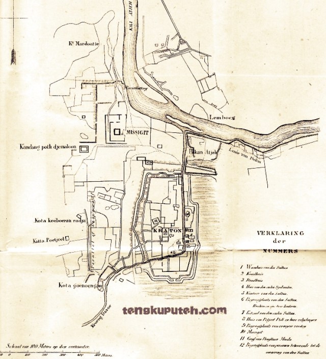 Peta Kraton Aceh versi Belanda 1874