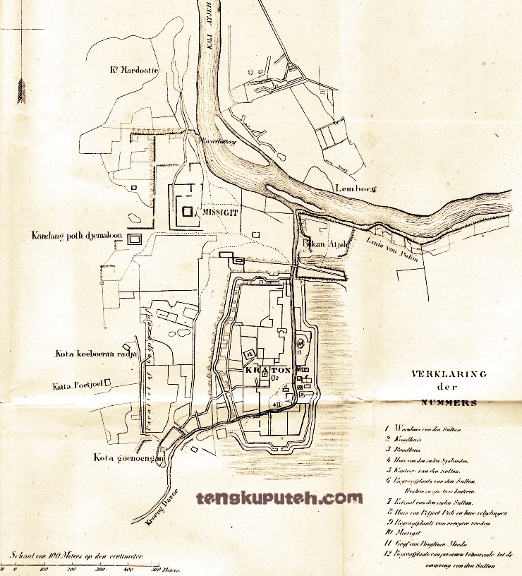 Peta Kraton Aceh versi Belanda 1874